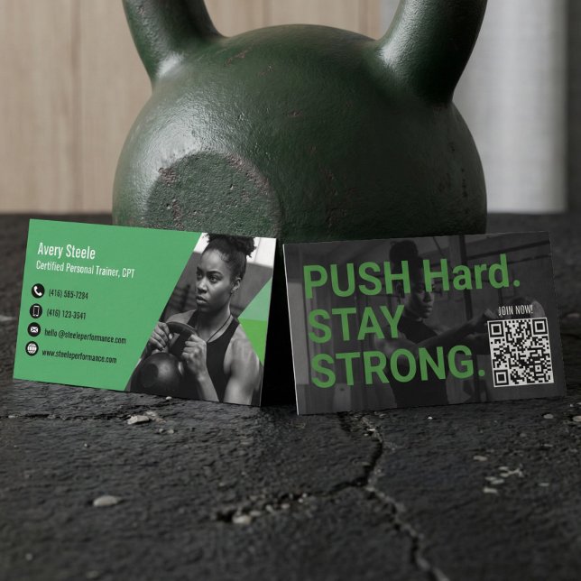 Tarjeta De Visita Bold Modern Personal Trainer Fitness Coach Photo (Bold Modern Personal Trainer Fitness Coach Photo Business Card)