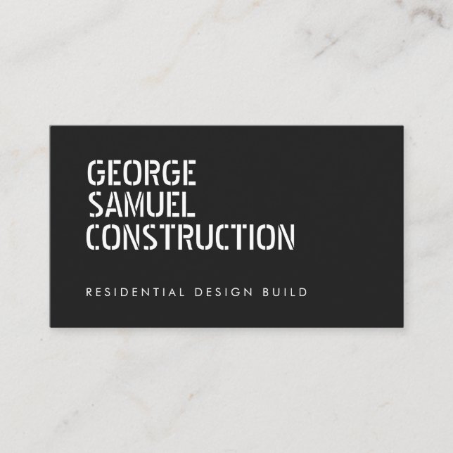 Tarjeta De Visita Bold Molded Construction Business QR Code Black (Anverso)