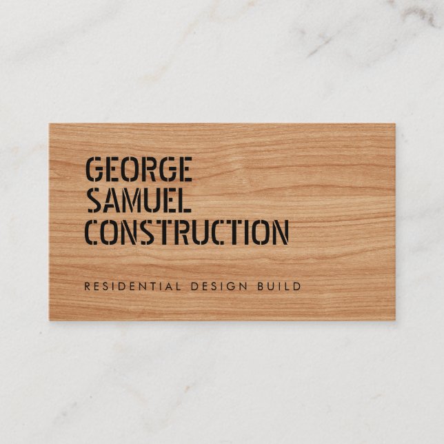 Tarjeta De Visita Bold Molded Construction Business QR Code Wooden (Anverso)