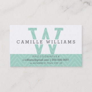Tarjeta De Visita BOLD MONOGRAM LOGO moderno simple menta inicial
