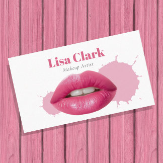 Tarjeta De Visita Bold Pink Lip Glam Makeup Artist Beauty