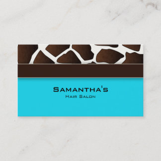 Tarjeta De Visita Bold Salon Spa Business Card jirafa de moda azul