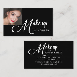 Tarjeta De Visita Bold Script Black and White Photo Makeup