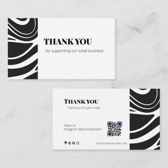 Tarjeta De Visita Bold Thank You Card QR Code Small Business (Anverso / Reverso)