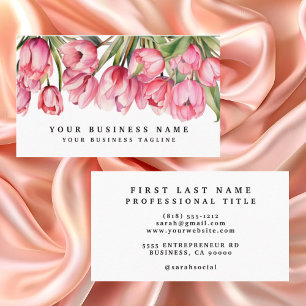 Tarjeta De Visita Boletines de negocios con flores de tulipanes rosa