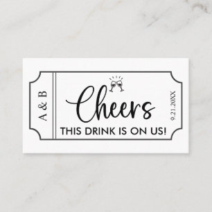 Tarjeta De Visita Boleto de Bebida de Boda en Blanco y Negro