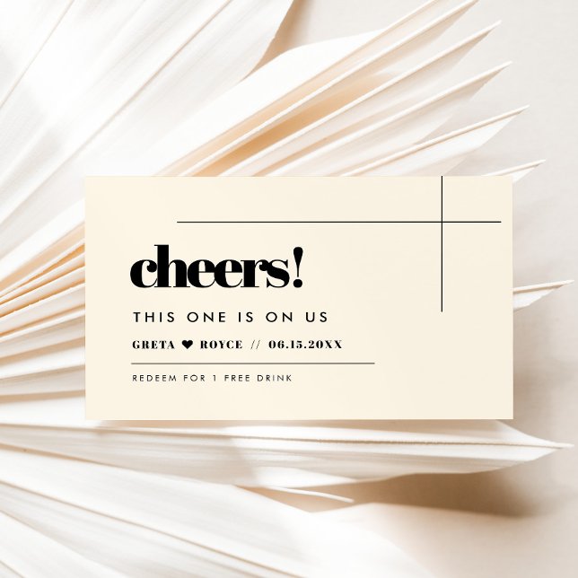 Tarjeta De Visita Boleto de bebida de boda simple elegante y chic (Subido por el creador)