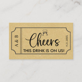 Tarjeta De Visita Boleto de bebida de bodas de oro