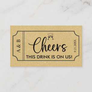 Tarjeta De Visita Boleto de bebida de bodas de oro