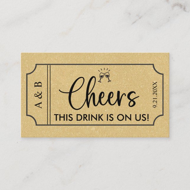 Tarjeta De Visita Boleto de bebida de bodas de oro (Anverso)
