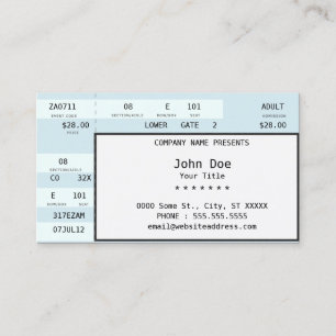Tarjeta De Visita boleto de concierto