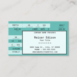 Tarjeta De Visita boleto de concierto verde azulado