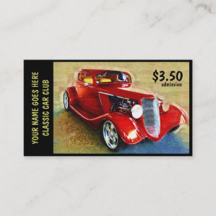 Tarjeta De Visita Boleto de la admisión para el salón del automóv