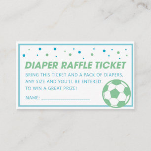Tarjeta De Visita Boleto de Raffle de Green Soccer Baby Shower