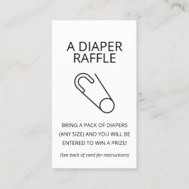 Tarjeta De Visita Boleto minimalista de Baby Shower Diaper Raffle