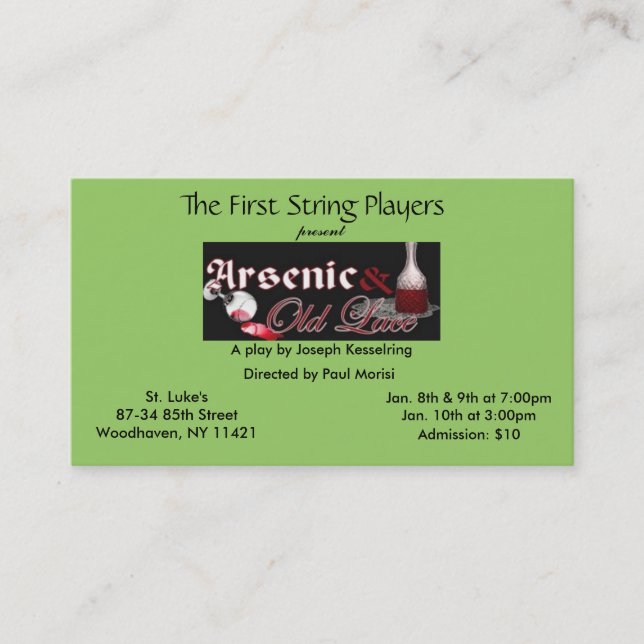 Tarjeta De Visita boletos (Anverso)