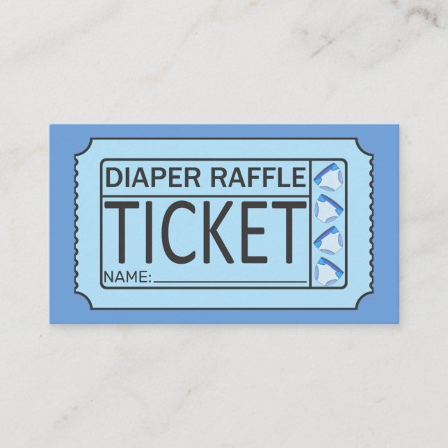 Tarjeta De Visita Boletos de Baby Shower Raffle de Diaper Azul (Anverso)