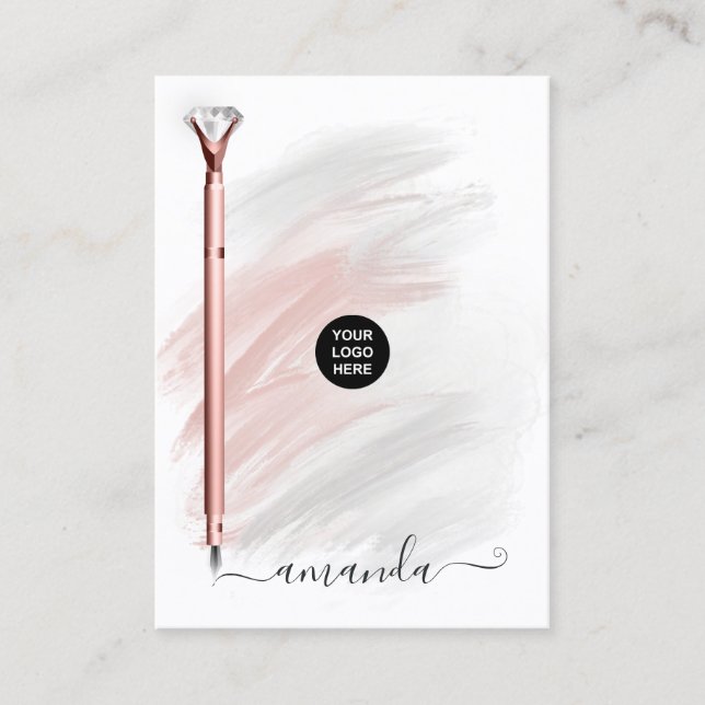 Tarjeta De Visita Bolígrafo de diamantes de oro Rosa (Anverso)