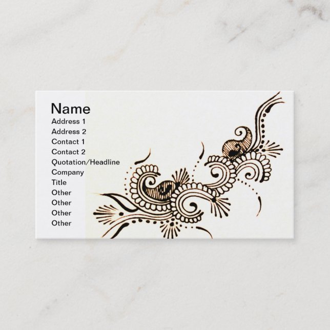 Tarjeta De Visita Bollywood Business Card (Anverso)