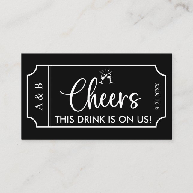 Tarjeta De Visita Bolsa de boletos para bebidas para Bodas negros (Anverso)