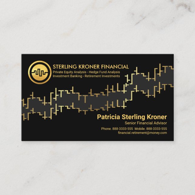 Tarjeta De Visita Bolsa de oro Graph Financial (Anverso)