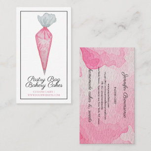 Tarjeta De Visita Bolsa de Pastelería Monograma Acuarela Rosa Panade
