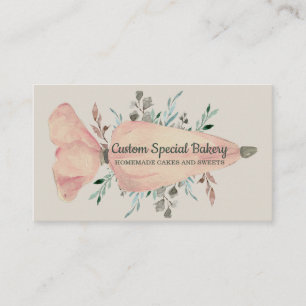 Tarjeta De Visita Bolsa de repostería verde salvia oro Logo rústico 