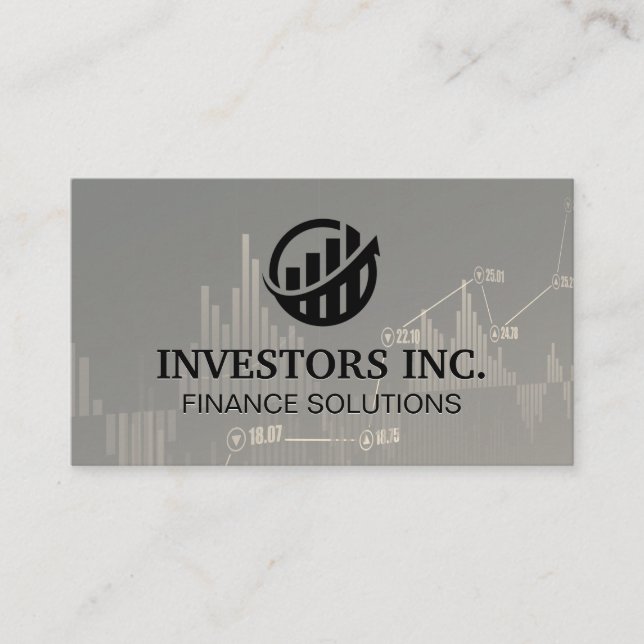 Tarjeta De Visita Bolsa | Inversiones | Logotipo de gráfico de barra (Anverso)