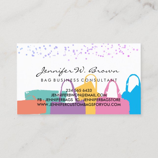Tarjeta De Visita Bolsas consultor independiente (Reverso)