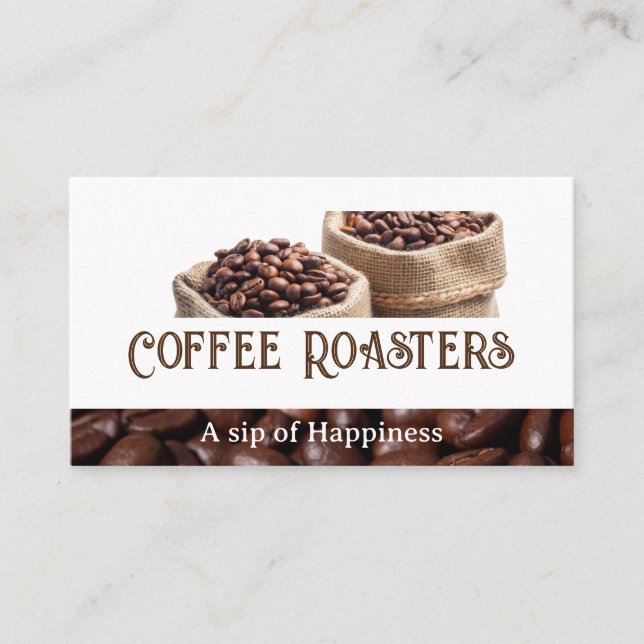 Tarjeta De Visita Bolsas de Granos de Café | Café (Anverso)