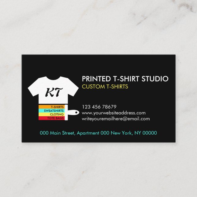Tarjeta De Visita Bolsas para camisetas de Personalizado negro (Anverso)