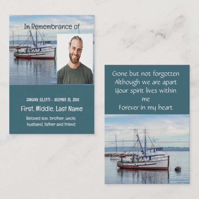 Tarjeta De Visita Bolsillo conmemorativo Keepsake barco pesquero com (Anverso / Reverso)