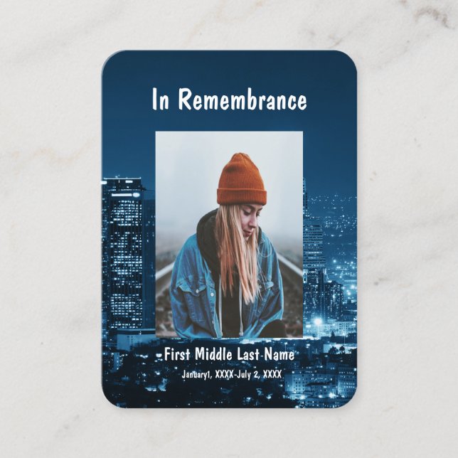 Tarjeta De Visita Bolsillo conmemorativo Keepsake City Lights Night  (Anverso)
