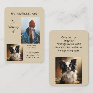 Tarjeta De Visita Bolsillo conmemorativo Keepsake Papillon Dog