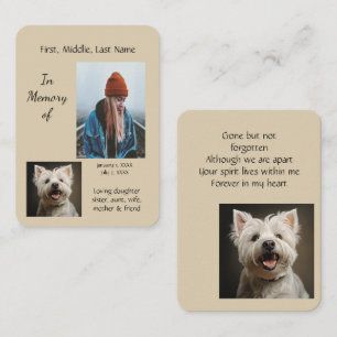 Tarjeta De Visita Bolsillo conmemorativo Keepsake Perro de la región