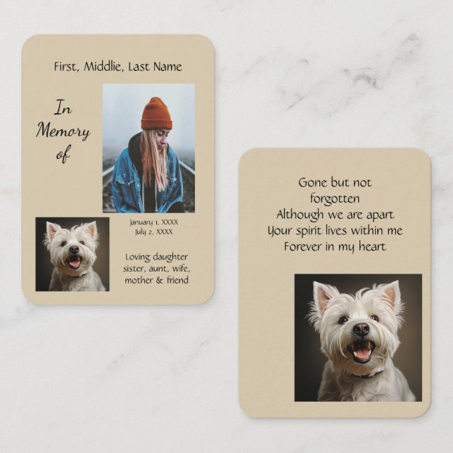 Tarjeta De Visita Bolsillo conmemorativo Keepsake Perro de la región (Anverso / Reverso)