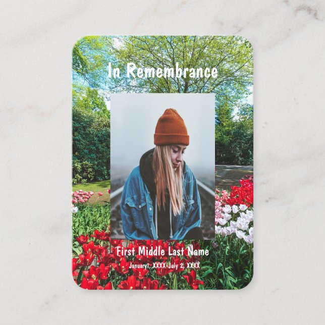 Tarjeta De Visita Bolsillo conmemorativo Keepsake Tulips Flowers Gar (Anverso)