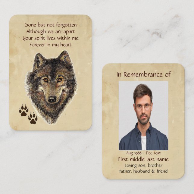 Tarjeta De Visita Bolsillo conmemorativo Keepsake Wolf Animal (Anverso / Reverso)