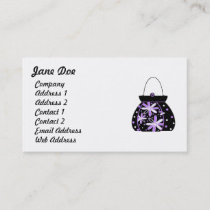 Tarjeta De Visita Bolso de mano floral púrpura Feminine Black
