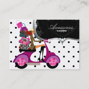 Tarjeta De Visita Bolso Scooter Chica Bolso Moda Puntos