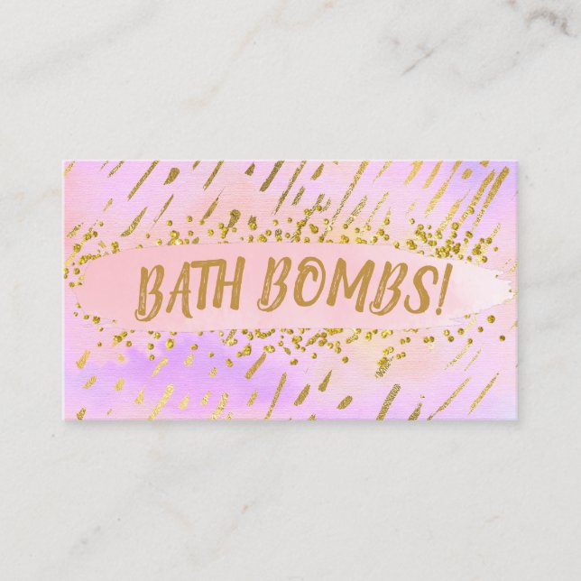 Tarjeta De Visita Bomba de baño casera rosa y dorada divertida (Anverso)