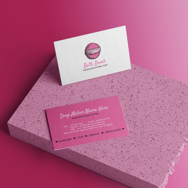 Tarjeta De Visita Bomba De Baño Jabón Natural Círculo De Spa Rosa (Bath Bomb Natural Soap Spa Circle Pink Business Card)
