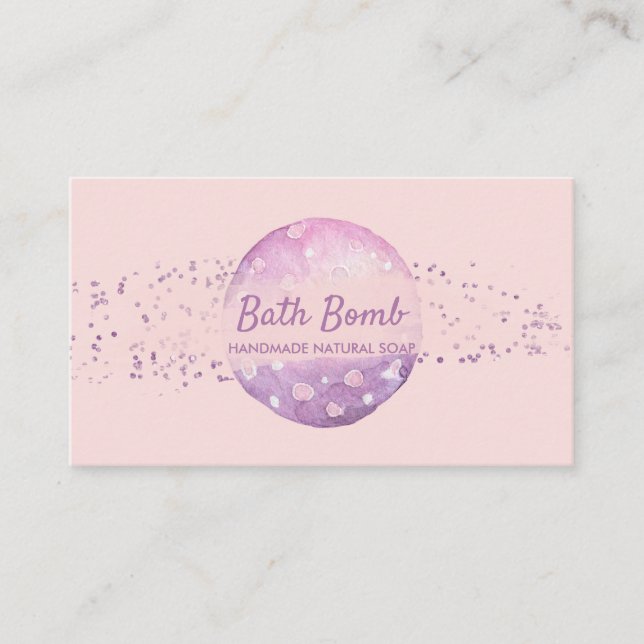 Tarjeta De Visita Bomba de baño Spa de jabón natural rosa (Anverso)