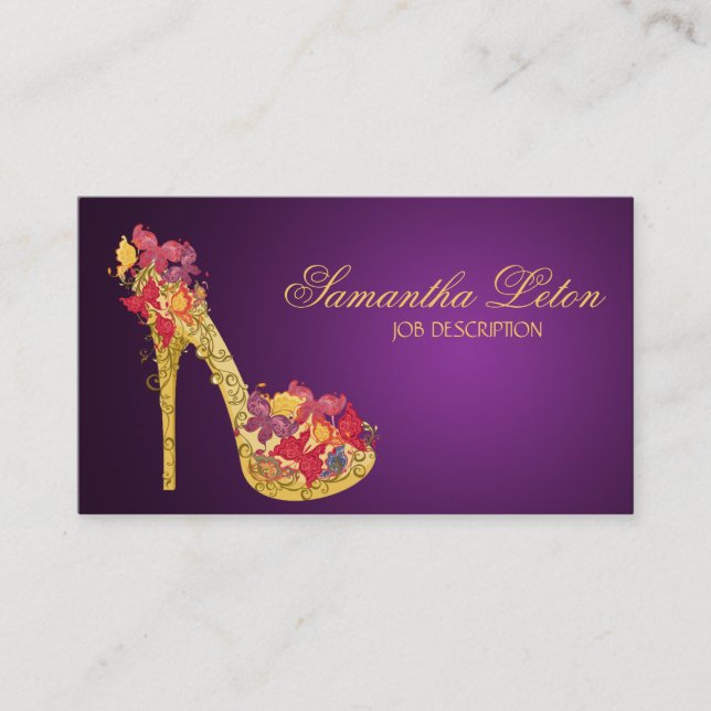 Tarjeta De Visita Bombas florales elegantes de los tacones altos de (Anverso)