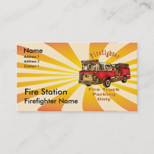 Tarjeta De Visita Bombero Camión de Bomberos Aparcamiento