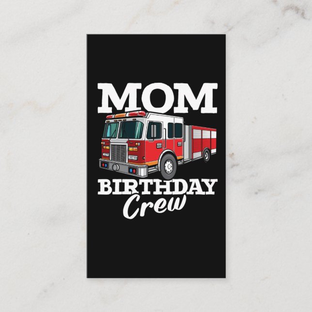 Tarjeta De Visita Bombero Niños Camión Bombero Mamá Cumpleaños Equip (Anverso)