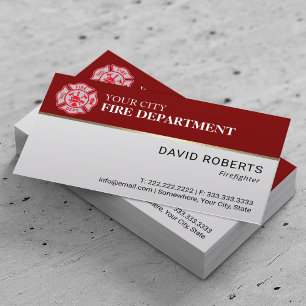 Tarjeta De Visita Bombero Profesional Logotipo del Departamento de B