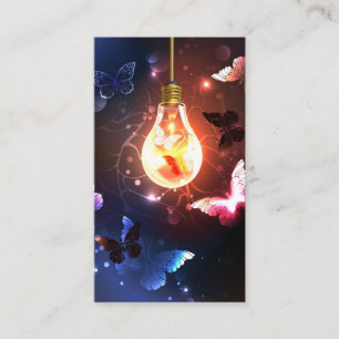 Tarjeta De Visita Bombilla brillante con mariposas nocturnas