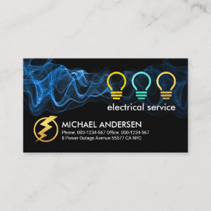 Tarjeta De Visita Bombilla de corriente eléctrica azul