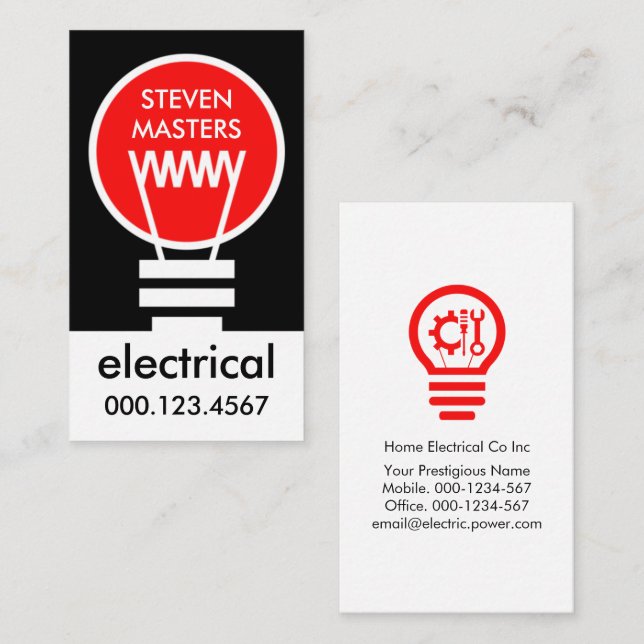 Tarjeta De Visita Bombilla de Luz Roja (Anverso / Reverso)
